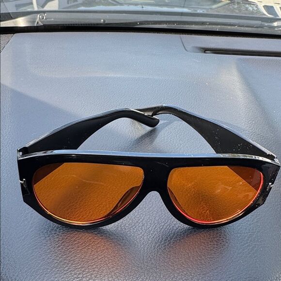 Pilot Sunglasses Bronson Unisex Black Frame Orange Red Lense Oversized Unbranded main image 6